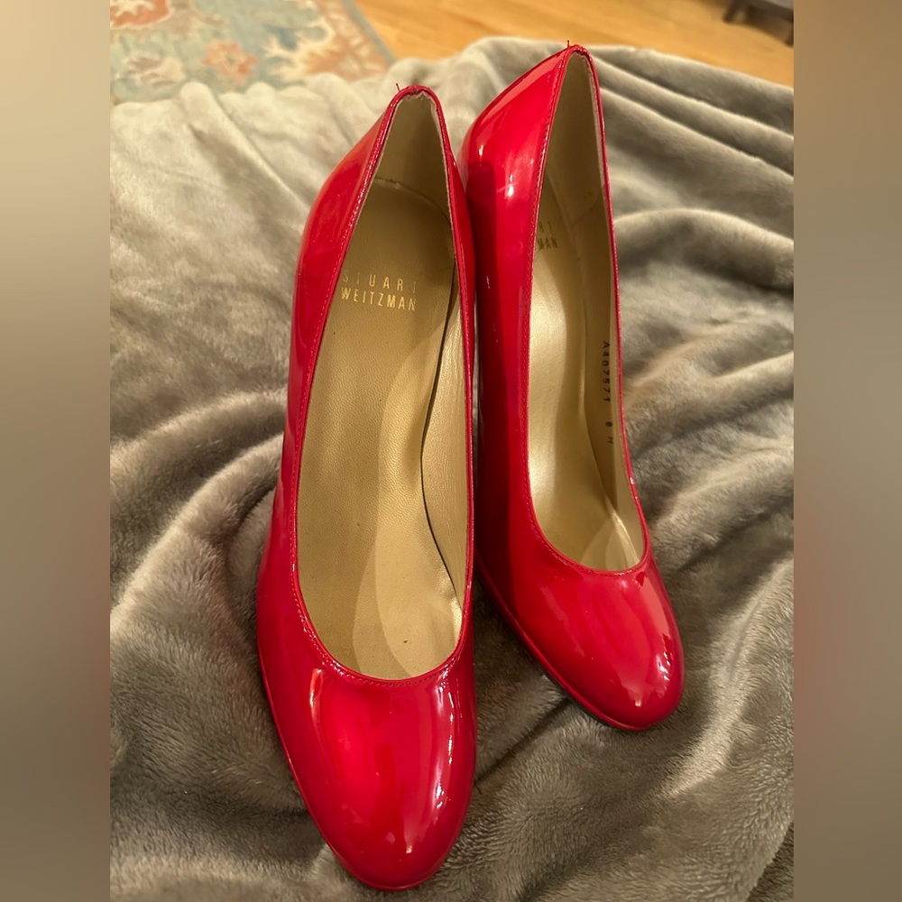 Stuart Weitzman Candy Apple Red Heels Gem